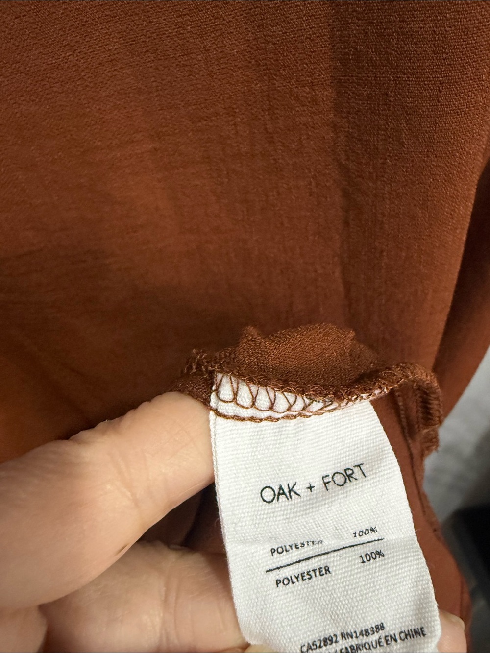 OAK + FORT Minimalist Earthy Flowy Midi Dress Rust Terracotta Brown Size Medium - Picture 4 of 10